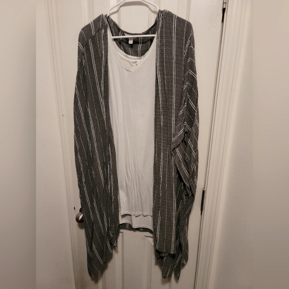 Terra & Sky brand, Sz 4x, Grey and Cream Tunic